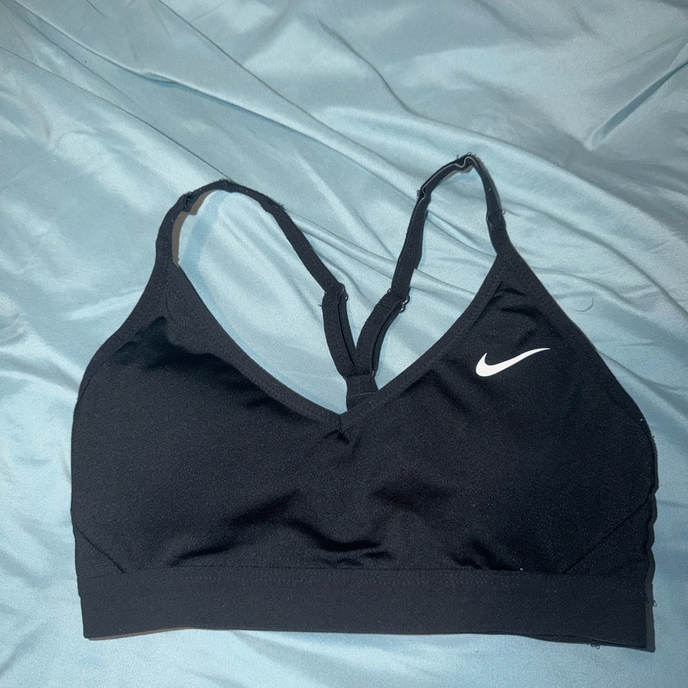 Nike Women's Black Sports Bra with White Logo